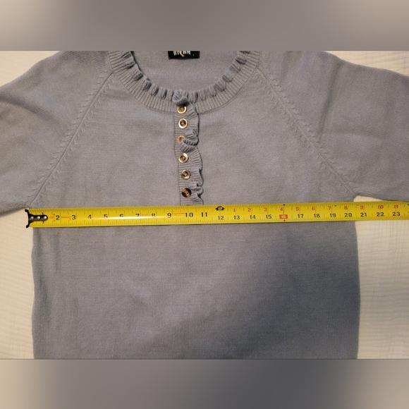 Gray Ruffle Button-Detail Sweater - Picture 3 of 5